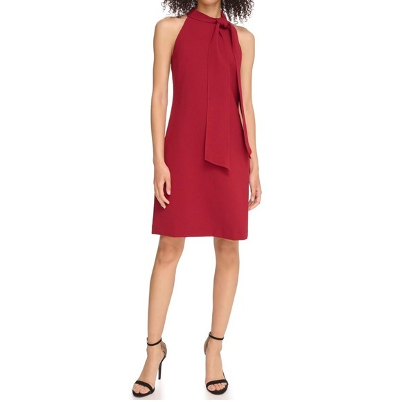 slim fit dress slacks Vince Camuto Sleeveless Tie Halter Neck Ruffle Satin Gown main image 0